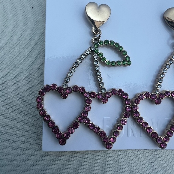 Red & Green Heart Cherry Dangle Earrings – New, Never Worn - Picture 4 of 4